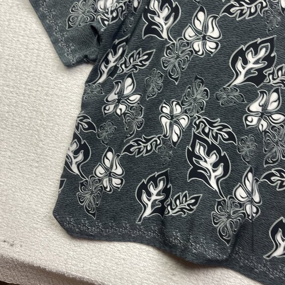 Y2K 725 Originals Mens L Hawaiian Tribal Print Button up Shirt Grey / Black - Picture 15 of 15